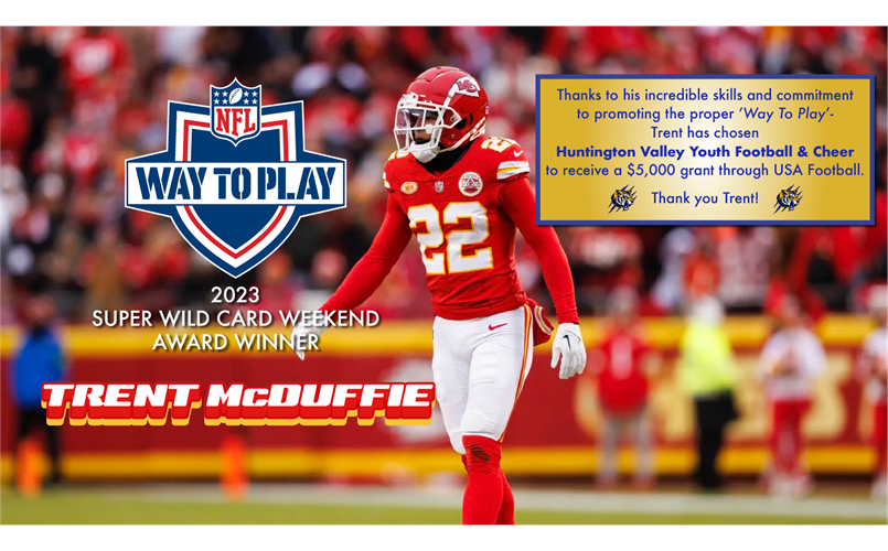 Kansas City Chief's #22 Trent McDuffie, NFL Way to Play Award